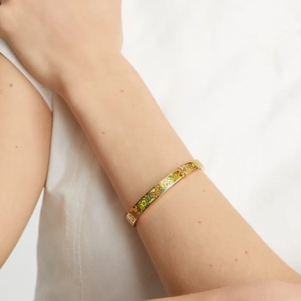 Tory Burch NWT Kira Blossom Ground-Off Enamel 7mm Bracelet MSRP $178